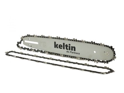 Vodící lišta na řetězové pily a 2 řetězy 14" 3/8" 1,3mm 52z KELTIN