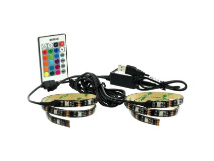 USB LED pásek 30LED RGB 2×50 cm, dálkové ovládání RETLUX RLS 102