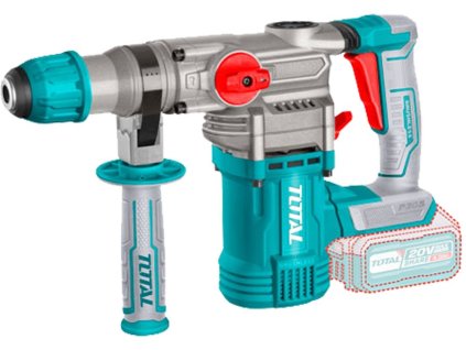 Kladivo vrtací a sekací AKU, SDS Plus, Brushless, 20V Li-ion, 2000mAh, 4,5J, industrial, bez baterie a nabíječky TOTAL