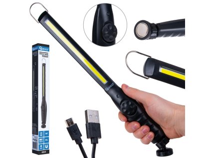 Aku nastavitelná pracovní svítilna LED COB 10 W, 450 lm, 1800 mAh, s úchytem a magnetem - GEKO