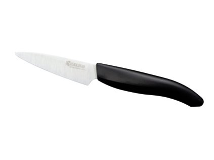 Keramický nůž s bílou čepelí 7,5 cm dlouhá čepel, černá plastová rukojeť - KYOCERA