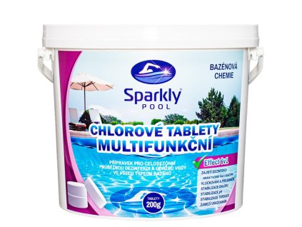 Chlorové tablety do bazénu 6v1 200 g, multifunkční, 3 kg - SPARKLY POOL