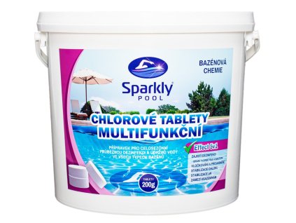 Chlorové tablety do bazénu 5v1 200 g, multifunkční, 5 kg - SPARKLY POOL