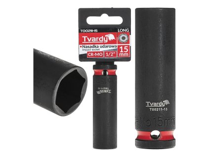 Rázová nástrčná hlavice prodloužená 1/2", 15 mm, CrMo - TVARDY