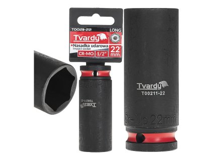 Rázová nástrčná hlavice prodloužená 1/2", 22 mm, CrMo - TVARDY