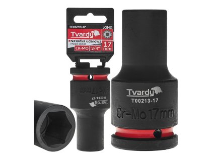 Rázová nástrčná hlavice prodloužená 3/4", 17 mm, CrMo - TVARDY