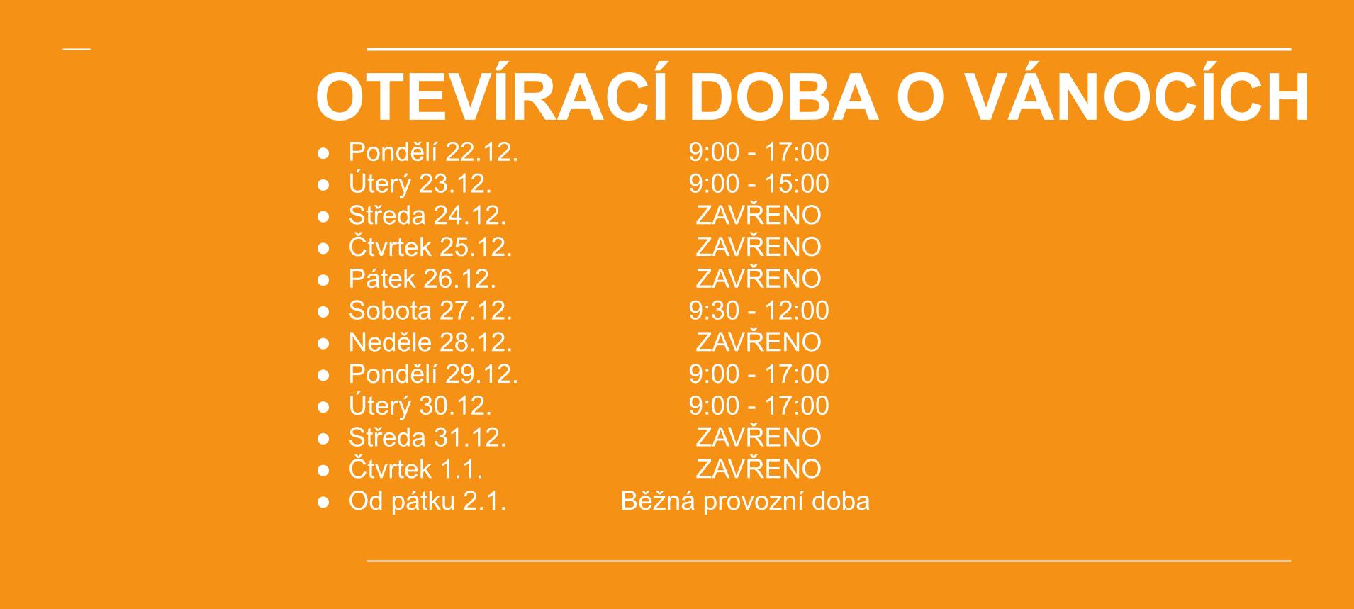 Provozní doba Vánoce