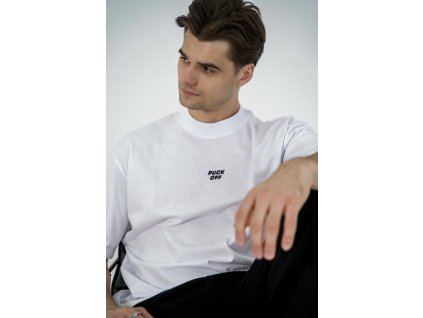 PUCK OFF oversized triko bílé | unisex
