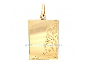Destička ze žlutého zlata s rytinou  HEL202128045011301