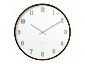 LAVVU Tmavé dřevěné bílé hodiny FADE