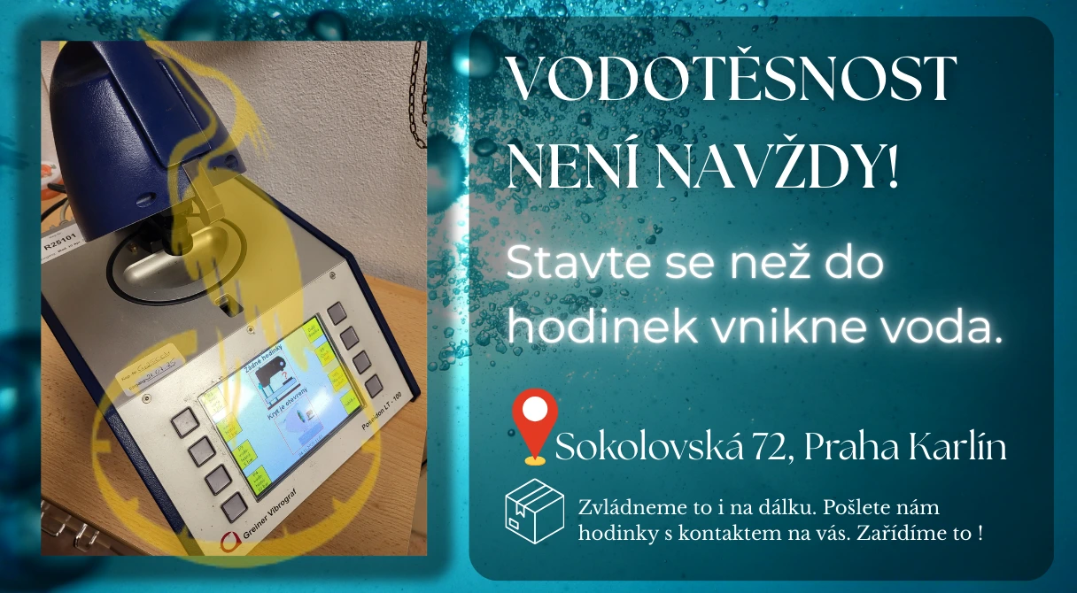 Vodotěsnost není navždy! Stavte se než do hodinek vnikne voda.