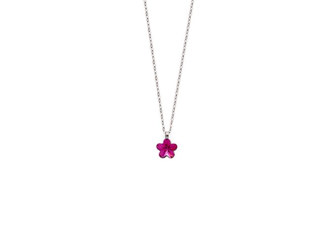 [A3100 21HG] Rhodium Plated Sterling Silver Short necklace one size clover Fantasy (Fuchsia)
