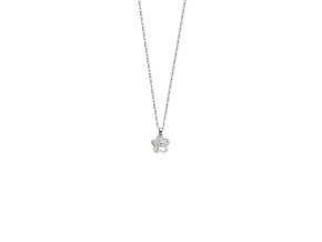[A3100 07HG] Rhodium Plated Sterling Silver Short necklace one size clover Fantasy (Crystal)