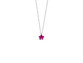 [A3100 21HG] Rhodium Plated Sterling Silver Short necklace one size clover Fantasy (Fuchsia)