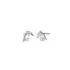 [A3475 07HT] Sterling Silver Stud earrings dolphin white Kids (Rhodium)