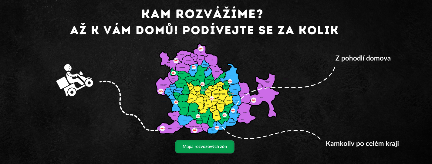 Mapa rozvozových míst kratomu, HHC atd.