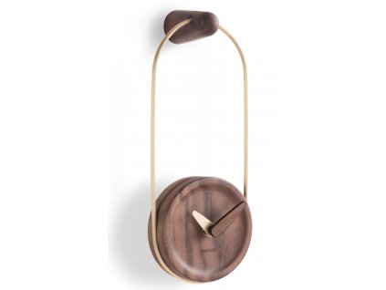 ESLABON M - Ring in polished brass, walnut box, walnut and polished brass hands