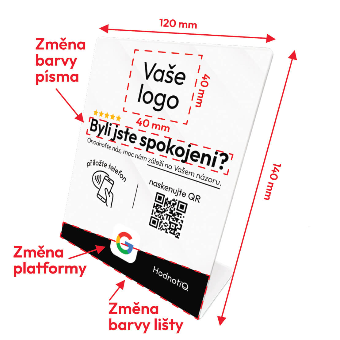Rozměry Instagram NFC stojánku