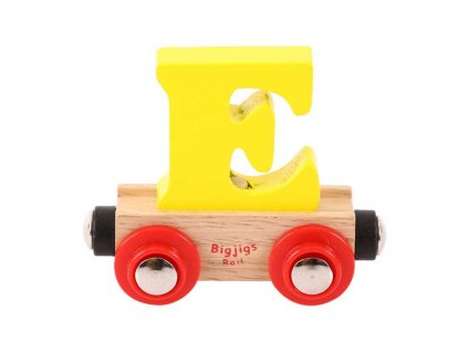 Bigjigs Rail Vagónek dřevěné vláčkodráhy - Písmeno E