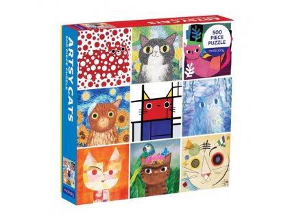 Mudpuppy Puzzle Umělecké kočky 500 dílků