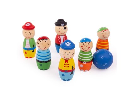 Bigjigs Toys Dřevěné kuželky Piráti
