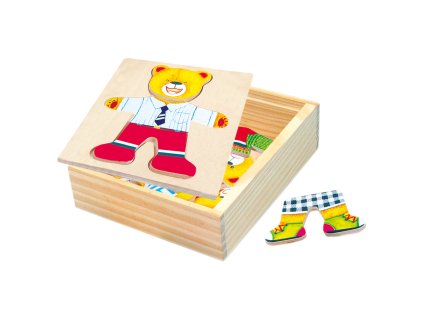 Bino Puzzlev krabičce šatní skříň medvídek