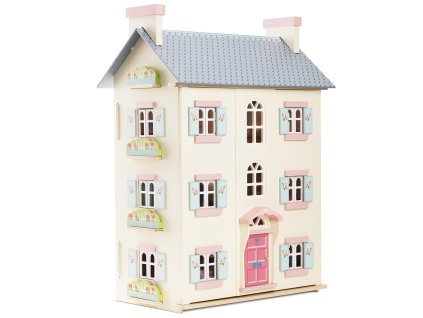 H150 cherry tree hall 2021 blue pink dolls house on white