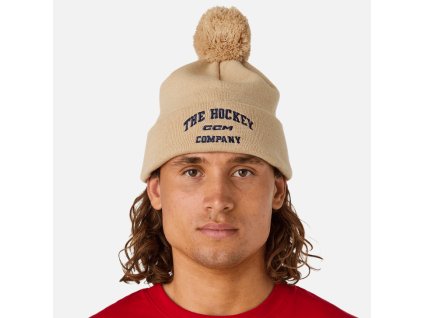 Zimná čiapka CCM Atheleisure Pom Knit oat milk
