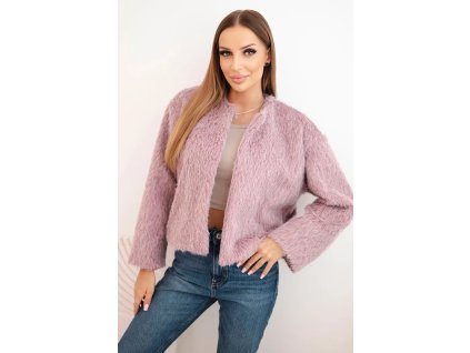 eng pl Womens fur jacket without fastening dark pink 34865 3