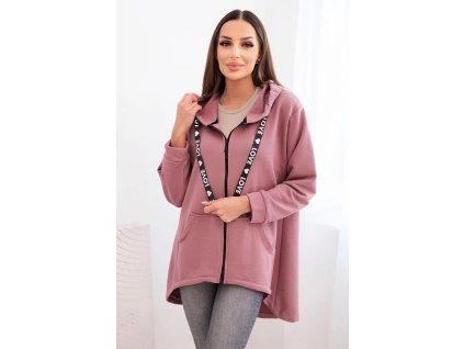 eng pl Sweatshirt with longer back and hood dark pink 19117 2