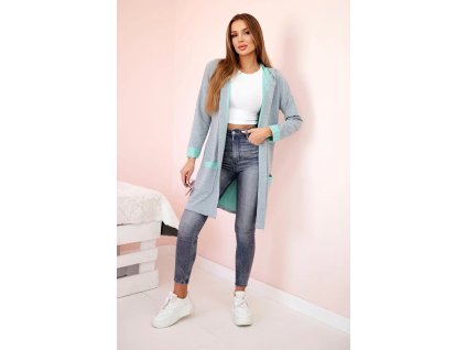 eng pl Two color cape with a hood mint gray 21679 1