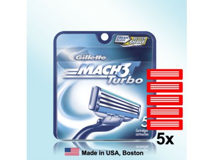 GILLETTE MACH3 TURBO náhradní pánské žiletky hlavice (5 ks v balení)  ®
