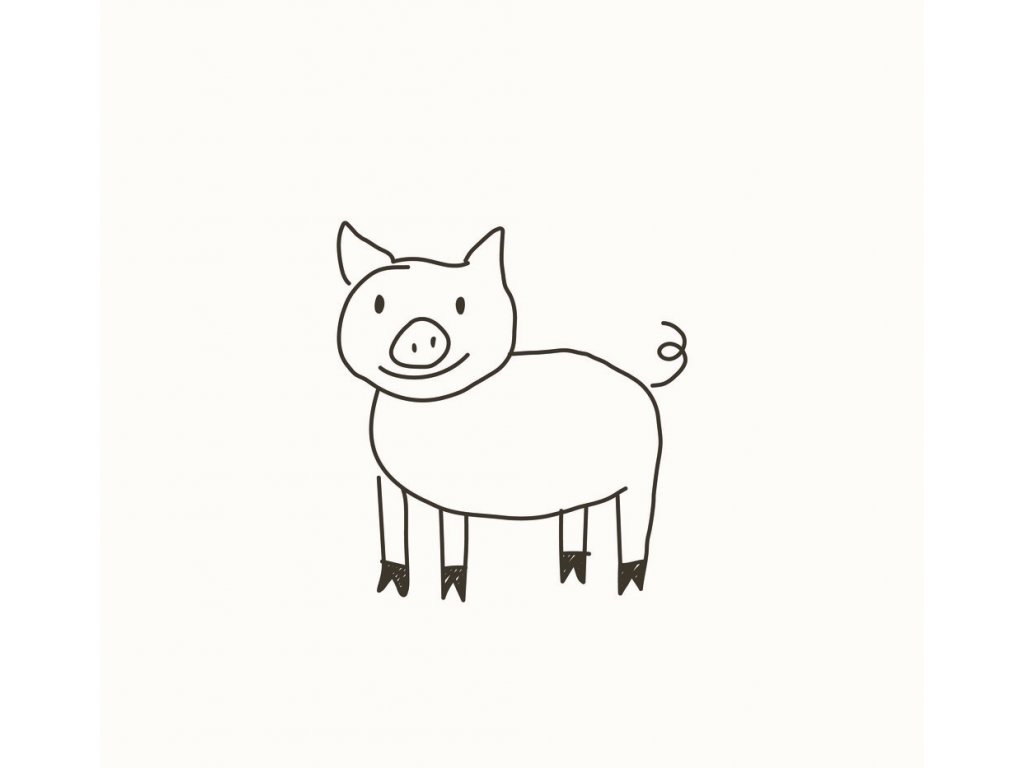 funny pig crayon kids drawing symbol hand drawn vector 40494403