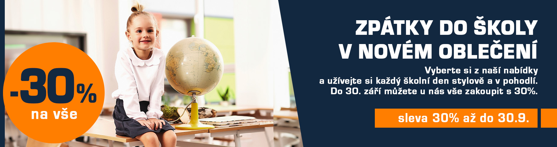 Zpátky do školy v novém oblečení, sleva 30% až do 30.9. na vše