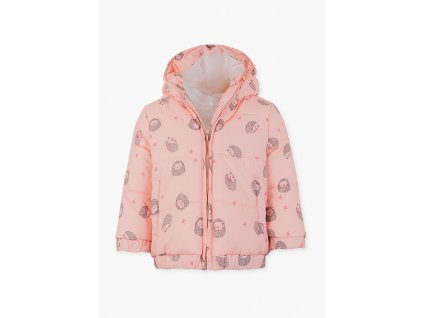 Kojenecká zimní růžová bunda s kapucí