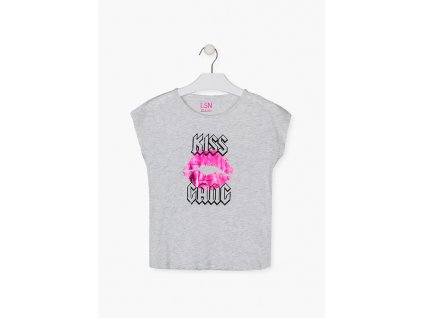 Dívčí šedé tričko Kiss