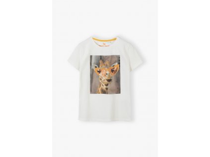 Dívčí bílé tričko krátký rukáv Žirafa