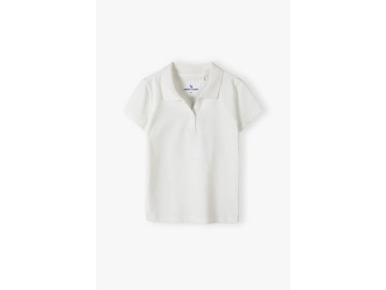 Dívčí bílé polo tričko krátký rukáv s límečkem