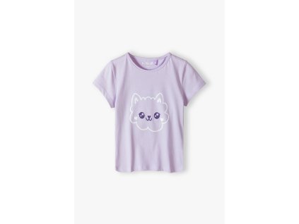 Dívčí fialové tričko krátký rukáv s obrázkem