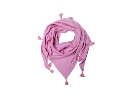 Dívčí růžový šátek s třásničkami