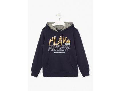 Chlapecká mikina s kapucí přes hlavu (modrá nebo šedá barva)