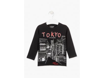Chlapecké černé tričko dlouhý rukáv Tokyo