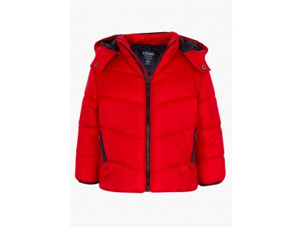 Chlapecká zimní bunda s odepínací kapucí (červená nebo černá barva)