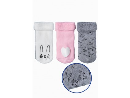 Kojenecké protiskluzové ponožky se zajíčky - 3 páry