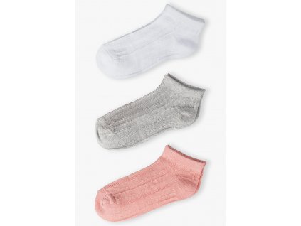Dívčí krátké jednobarevné ponožky - 3 páry