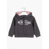 Dívčí šedá mikina na zip s kapucí New York