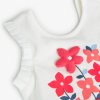 Dívčí bílé tričko bez rukávů Kytky
