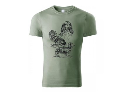 pánské zelené tričko "dlouhosrstý jezevčík"
