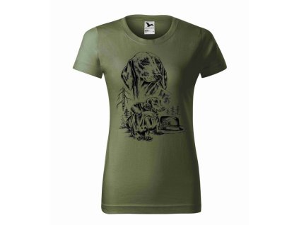 damske tricko angel 3hladkosrsty jezevcici zelene klobouk