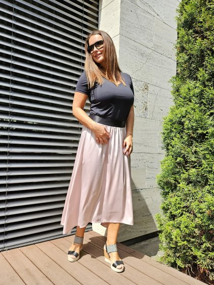Sukně vykrojená Pretty woman růžová s puntíkem